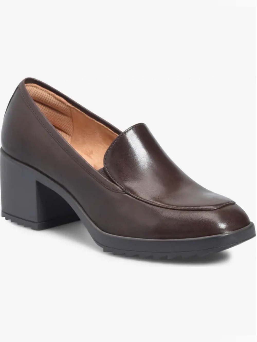 Comfortiva 7M Pillowtop Women's Dark Brown Leather Slip-On Loafer 2.5” Heel